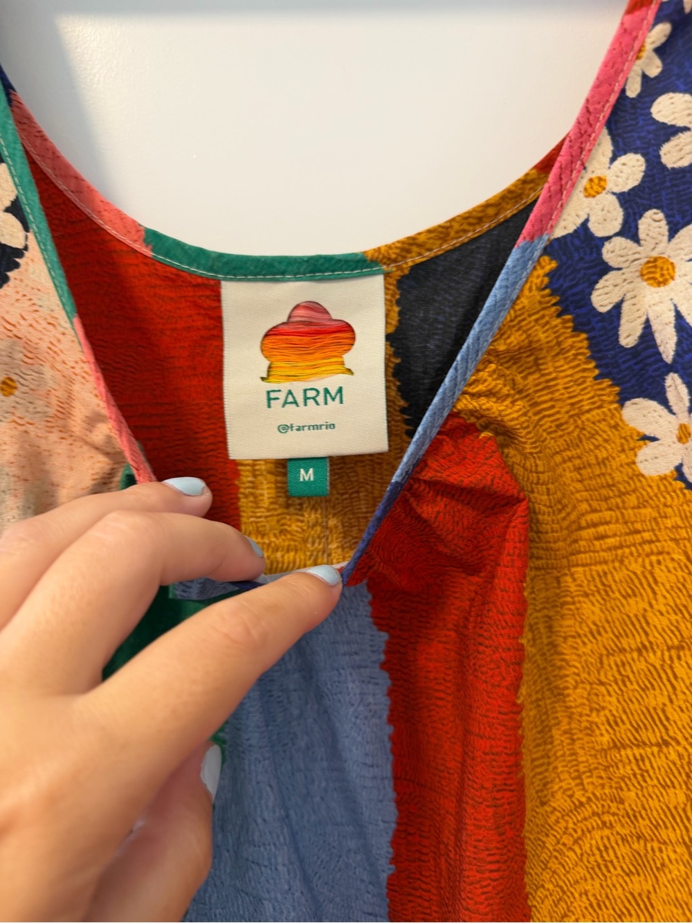 FARM Rio Multicolor Floral Stripe Mini Dress - Red Green Blue Yellow Pink - Picture 2 of 3